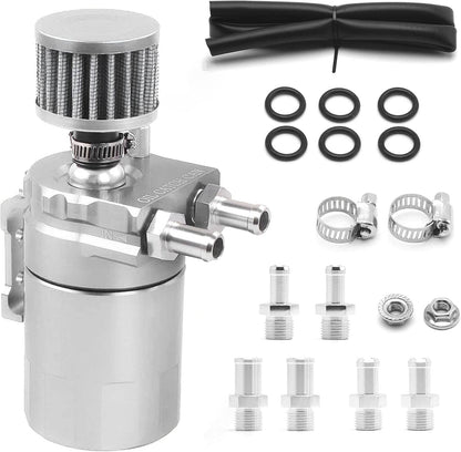 Solidspare Oil Catch Can Kit Reservoir Baffled Tank with Breather Filter Universal Aluminum