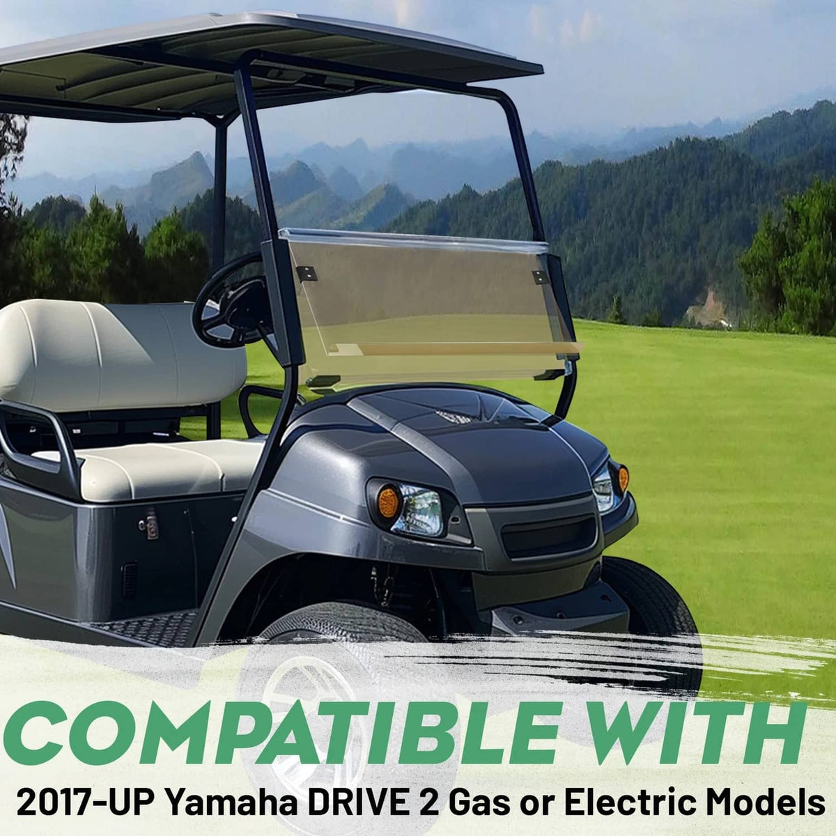Solidspare Golf Cart Tinted Folding Down Windshield For Yamaha Drive 2 Drive2 2017-UP