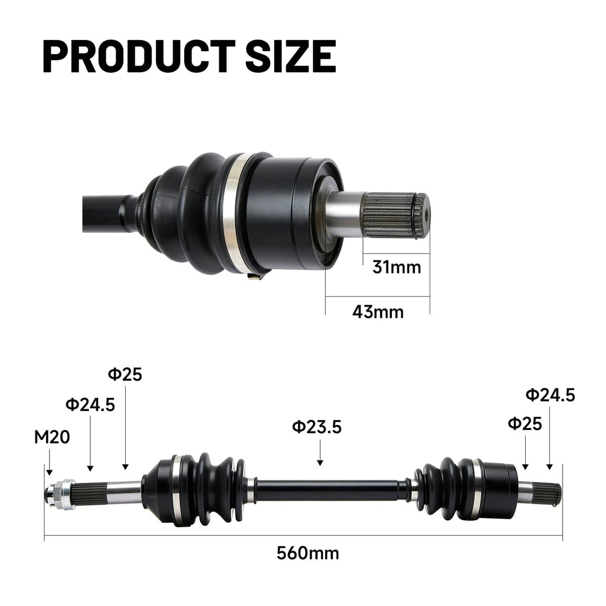 Solidspare 1x Rear CV Axle Shaft Assembly Fit For 2006-2013 For Kawasaki Brute Force 650