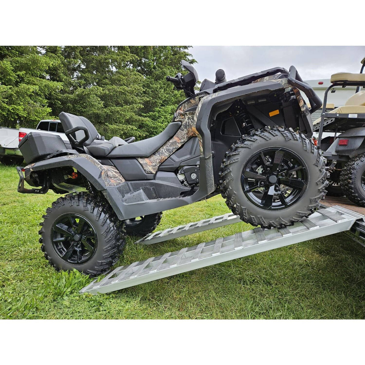 Solidspare 8500Lbs 72" X 15" Aluminum Hook Ramps Car Trailer Truck 1 Pair Ramps Hook End