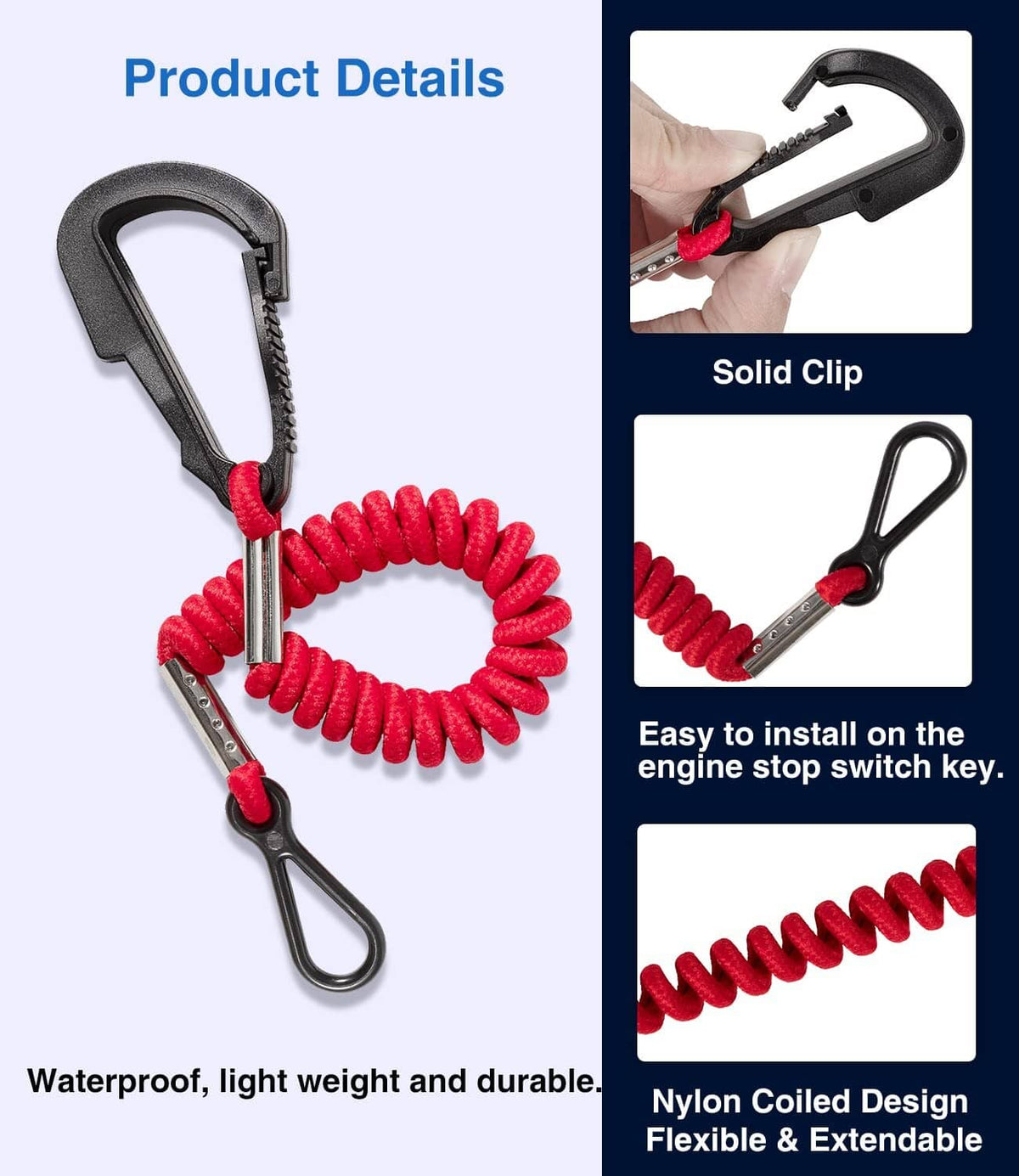 Solid Spare 8M0092849 Boat Kill Switch Safety Lanyard for Mercruiser Mercury Outboard Motor