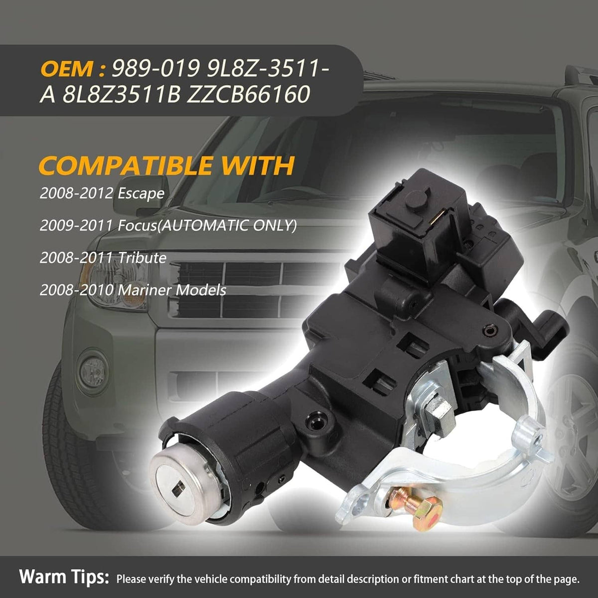 Solidspare Ignition Switch Housing Lock Cylinder W/2 Keys For 2008-2011 Ford Focus Escape