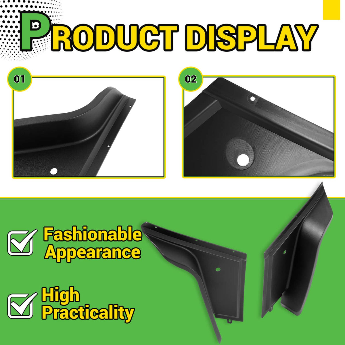 Solidspare Golf Cart Front Fender Flare Set For EZGO ST MPT Workhorse 1999-2013 Models