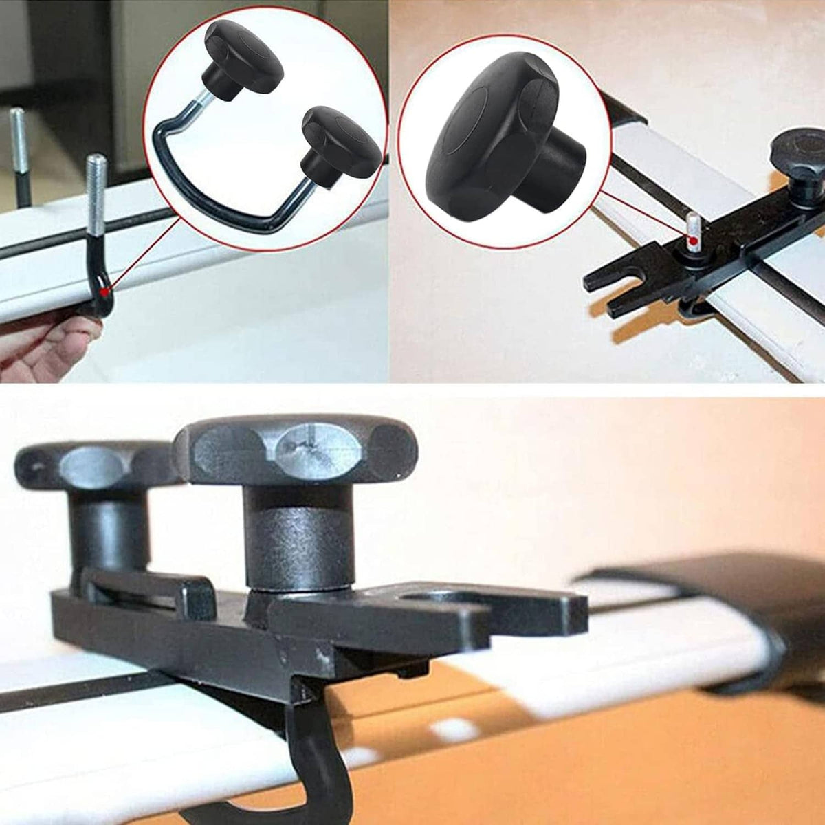 Solidspare 4Pcs Roof Box U-Bolt Clamps Cargo Carrier Roof Rack Bracket Van Mounting Black