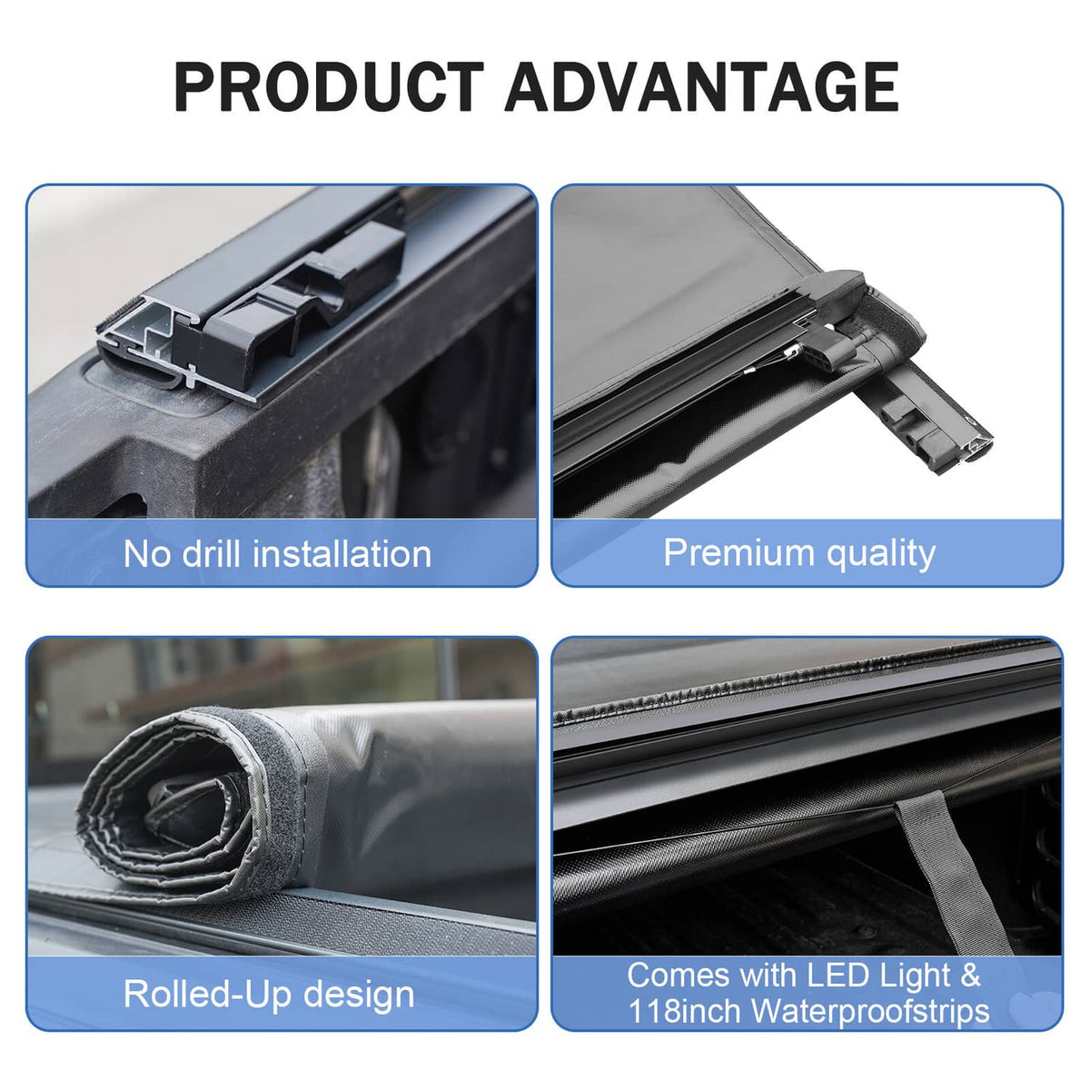 Solidspare 6.5FT Soft Roll-Up Vinyl Tonneau Cover For 07-13 Silverado Sierra 1500 Truck Bed