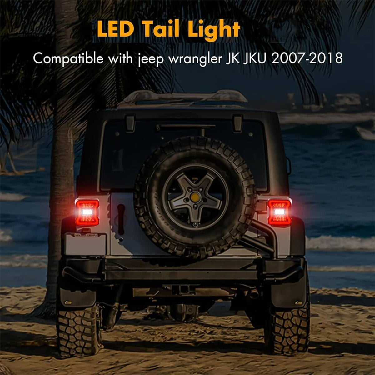 Solidspare Rear Brake Turn Signal Lamps LED Tail Lights For Jeep Wrangler JK JKU 2007-2018
