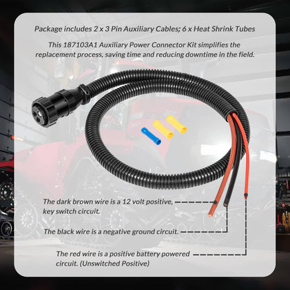 Solidspare 2Pcs 3 Pin Auxiliary Power Connector Kit 187103A1 Replace 86511459 RE37651 AP459