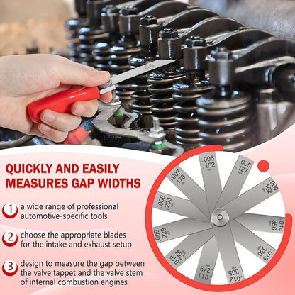 Solid Spare A308 Offset Valve Tappet Gauge 11-Blade Feeler Gauge Kit Sizes 0.004" to 0.014"
