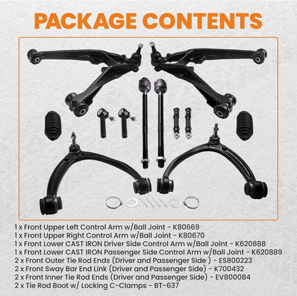 Solidspare 12x Front Upper Lower Control Arm Kit for 2007-2013 Escalade Chevy Silverado GMC