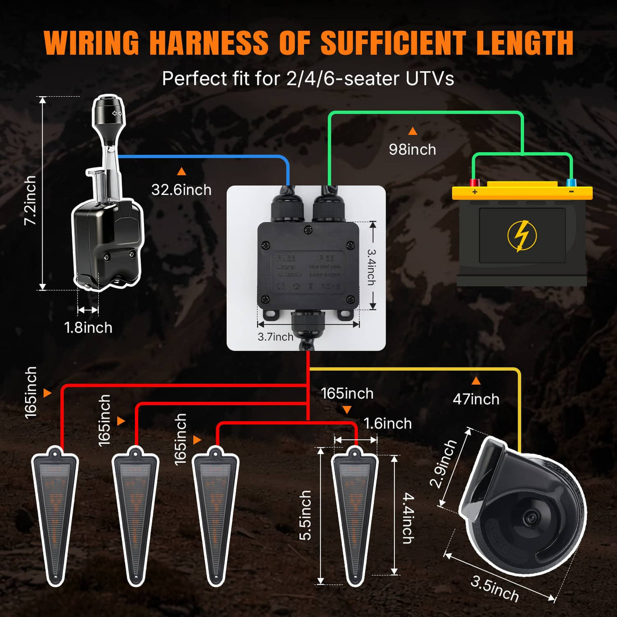 Solidspare No Hole LED Turn Signal Street Legal Blinker Kit for Polaris Ranger 500 570 900