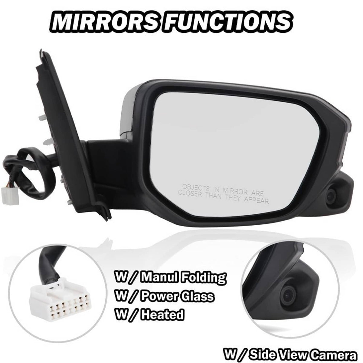 Solidspare NEW Right Side Mirror 11 Pins For Honda Civic 2016-2021 w/ Camera Power Heated