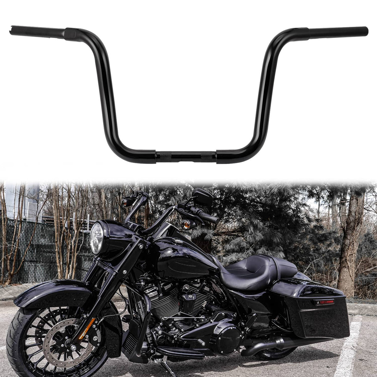 Solidspare Black 12" Rise Ape Hangers Handlebar Fit For Harley FLST FXST Sportster XL Dyna