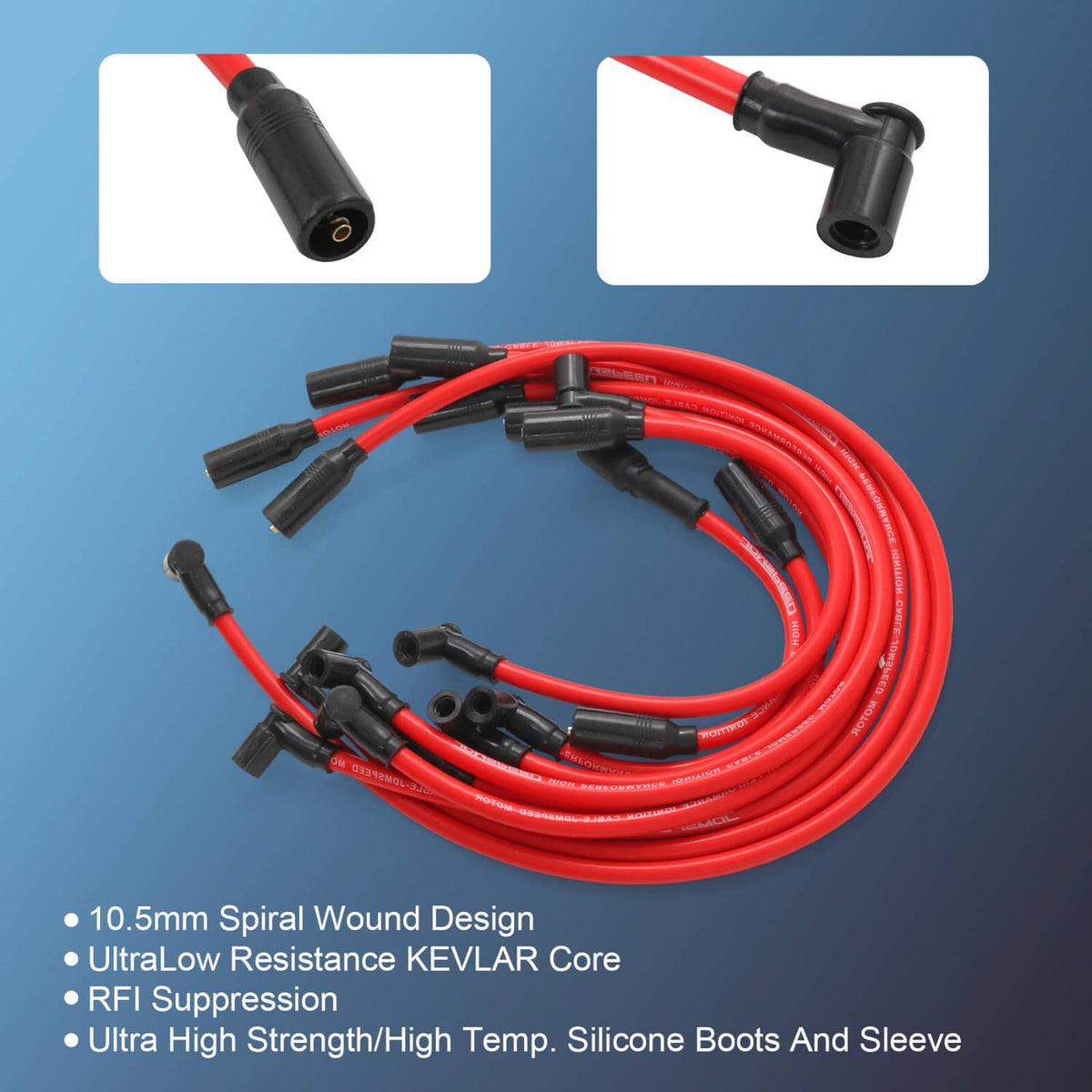 Solidspare Red 10.2 mm Spark Plug Wires Set For 1992-1996 Chevrolet Corvette Lt1 5.7L