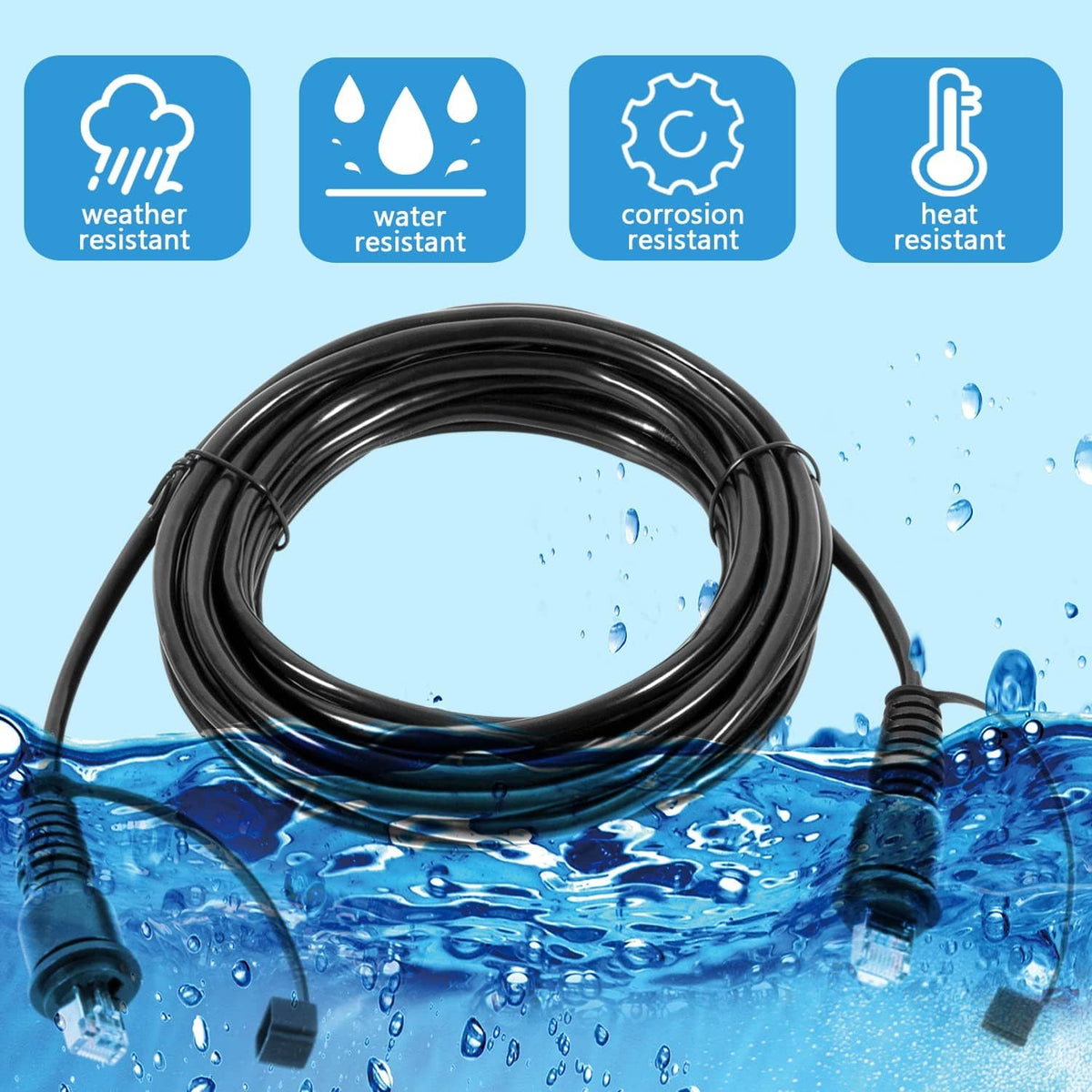 Solidspare 010-10551-00 Marine Network Cable 20 Feet with Split Connector & Waterproof Cap