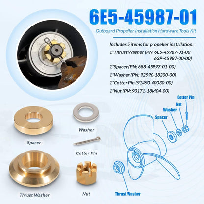 Solidspare 6E5-45987-01 Propeller Installation Hardware Kits for Yamaha Outboard 150-300HP