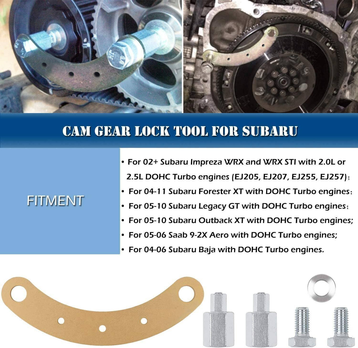 Solid Spare Intake/Exhaust Cam Sprocket Crank Pulley Gear Lock Tool Screw Kit For Subaru STD
