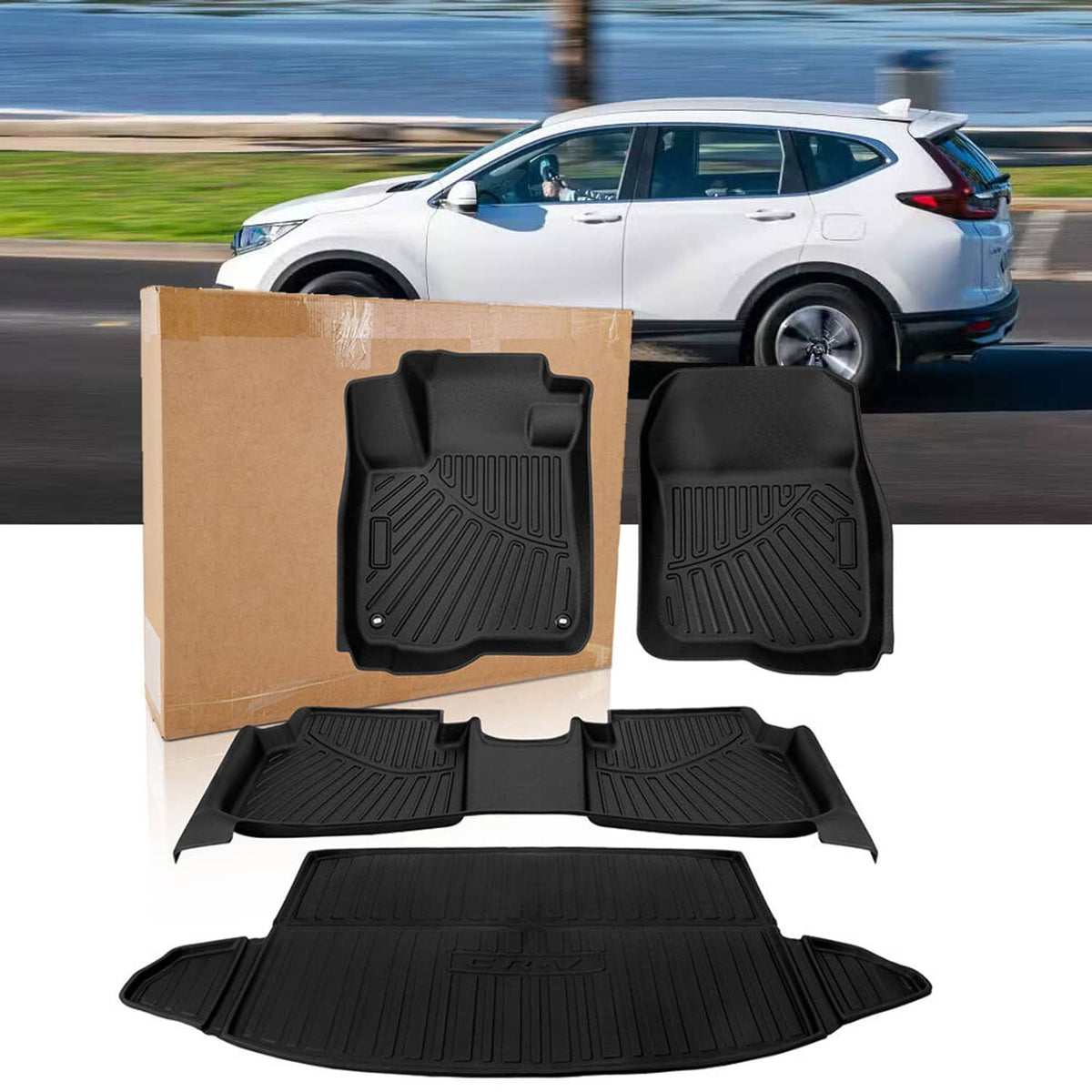 Solidspare Car Floor Mats w/ Cargo Liner For Honda CR-V CRV 2017 2018 2019 2020 2021 2022