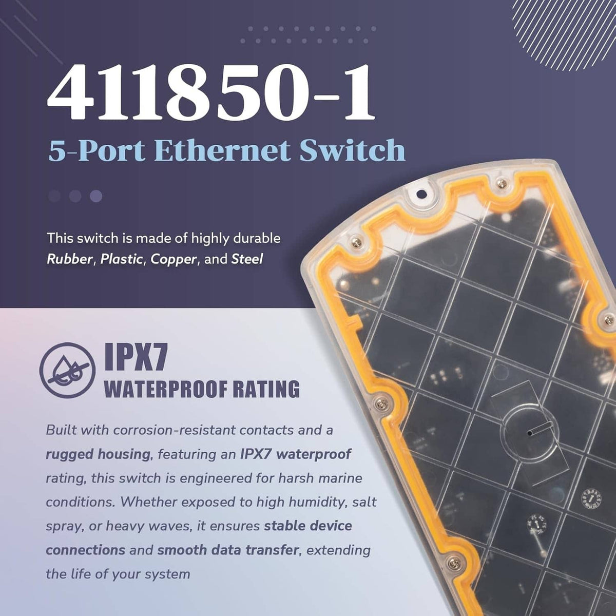 Solidspare 411850-1 5 Port Ethernet Switch Replace for Humminbird AS ETH 5PGL for Helix G4N
