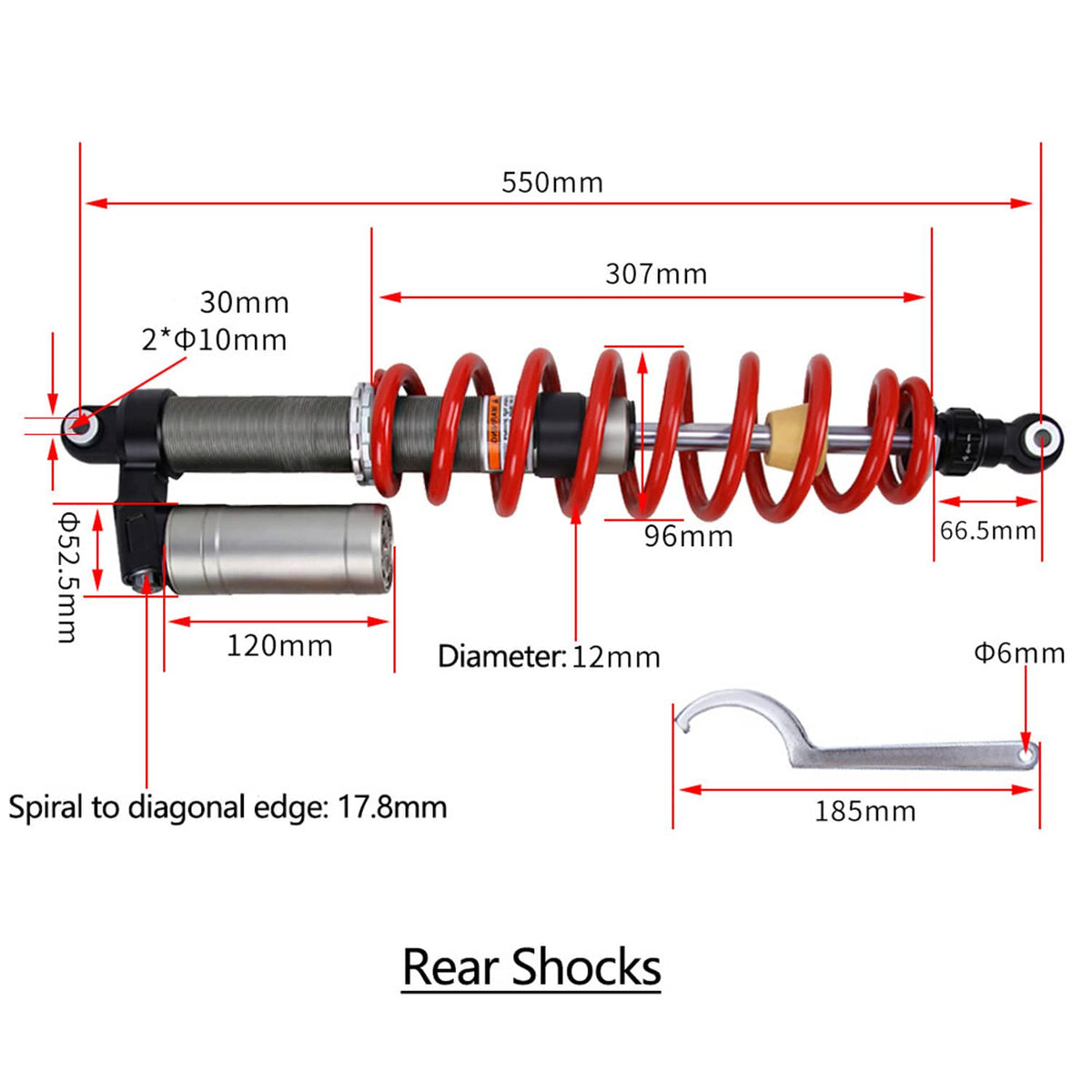 Solidspare Stage 4 Adjustable Rear Air Shocks Absorber For 2009-2014 Polaris RZR S 800 LE