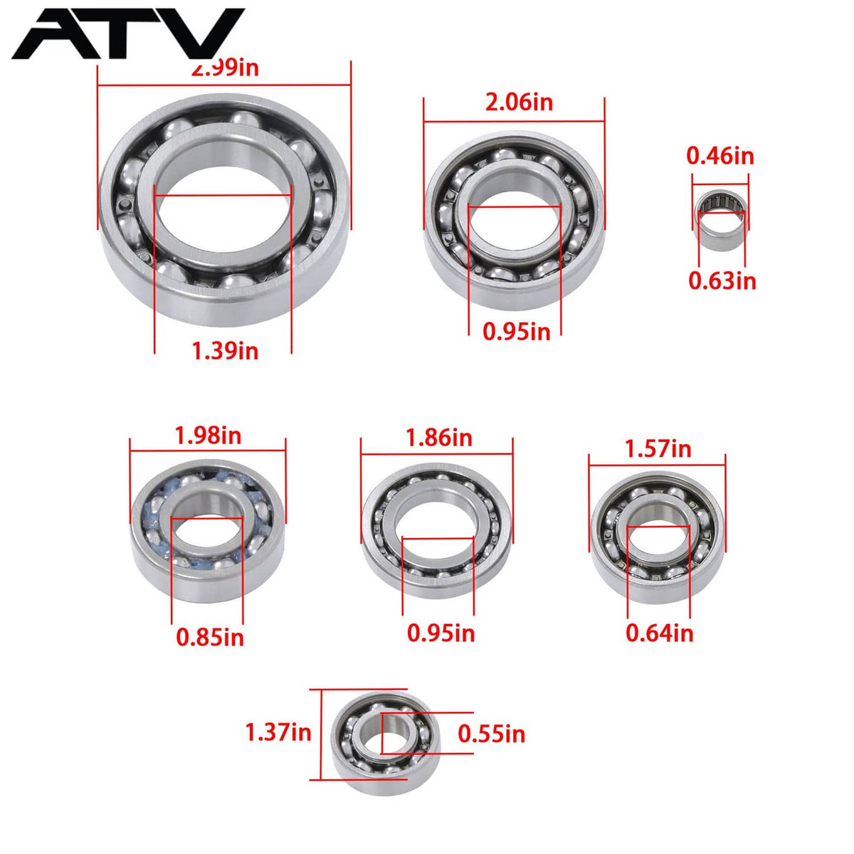 Solidspare HR00055/HR00057/K078 For Honda TRX350 FE 2000-2006 Transmission Bearing Kit US