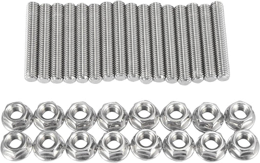 Solidspare Stainless Steel Exhaust Manifold Stud Nuts Kit for Ford 4.6L 5.4L Liter V8 16pcs