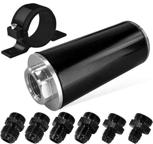 Solidspare High Flow 100 Micron Inline Fuel Filter Cleanable AN6 AN8 AN10 Adapter Fitting