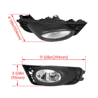 For 2009 2010 2011 Honda Civic Sedan Clear Lens Fog Lights W/Bulb Switch Wiring
