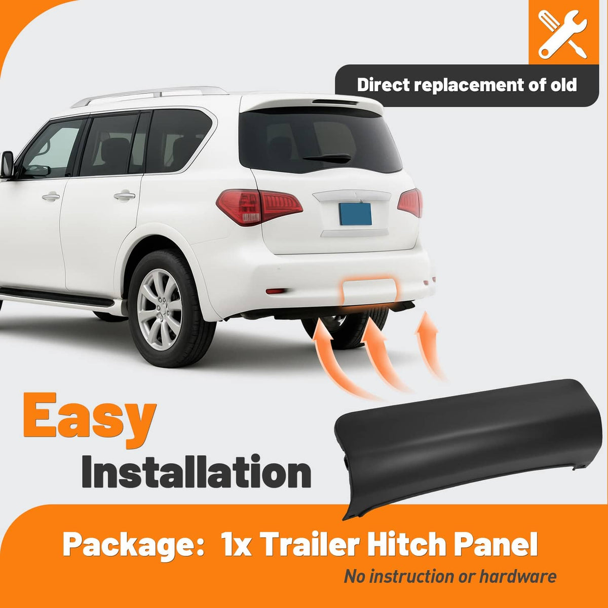 Solid Spare For Infiniti QX56 QX80 2011-17 Lower Bumper Filler Cover Trailer Tow Hitch Panel