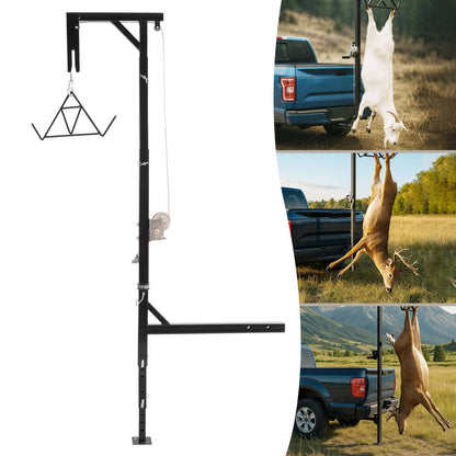Solid Spare 600lb Truck Hitch Game Hunting Deer Hoist w/ Winch-360 Swivel 2" Hitch Receiver