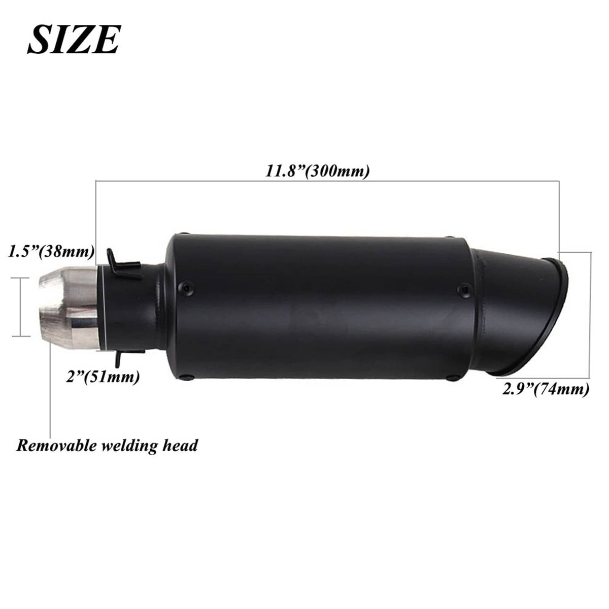 Solidspare Universal Exhaust Muffler Tail Pipe Slip on DB Killer Black Motorcycle Exhaust