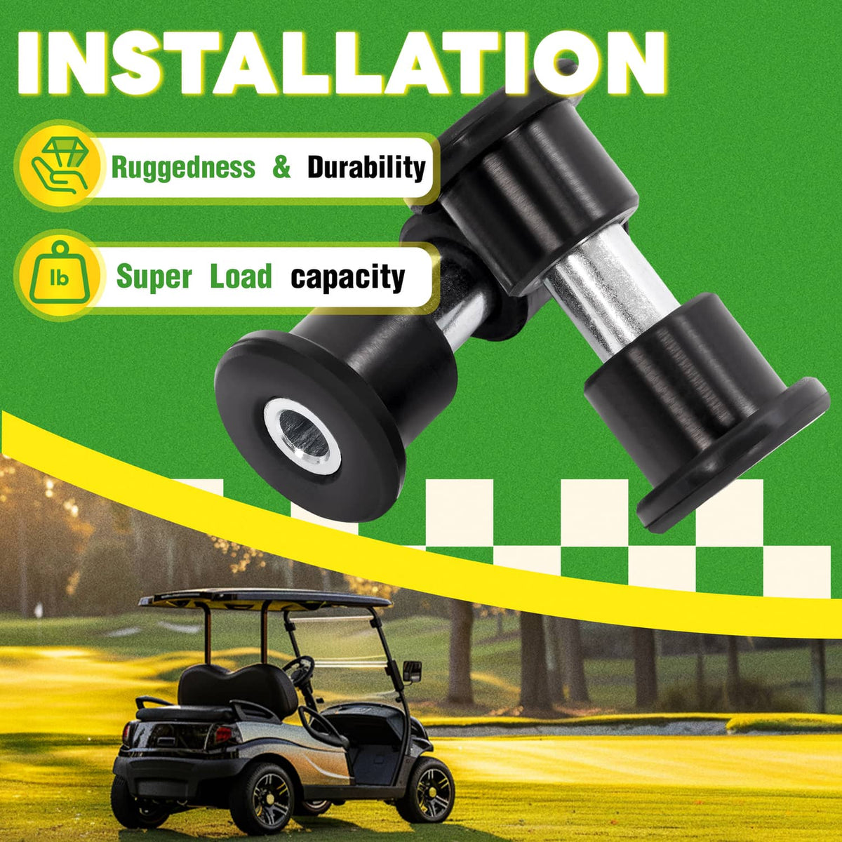 Solidspare G&E Golf Cart Rear Leaf Spring Sleeves Bushings For Club Car Precedent 2004-Up