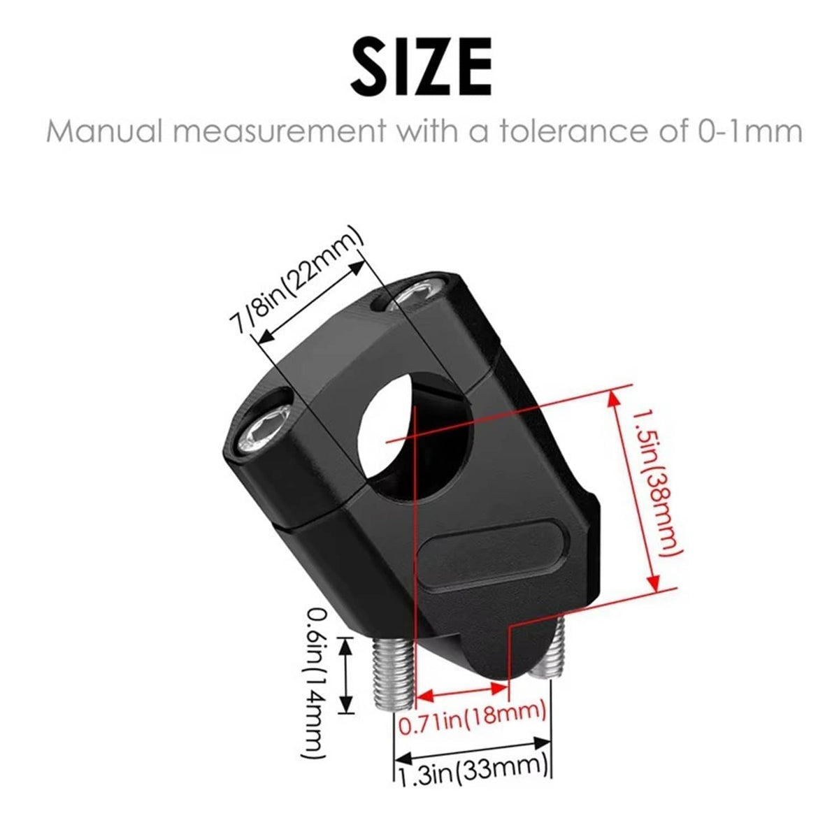 Solid Spare 2pcs 7/8" 22mm Handlebar CNC Motorcycle Riser Mount Clamp Adapter Increased 38mm