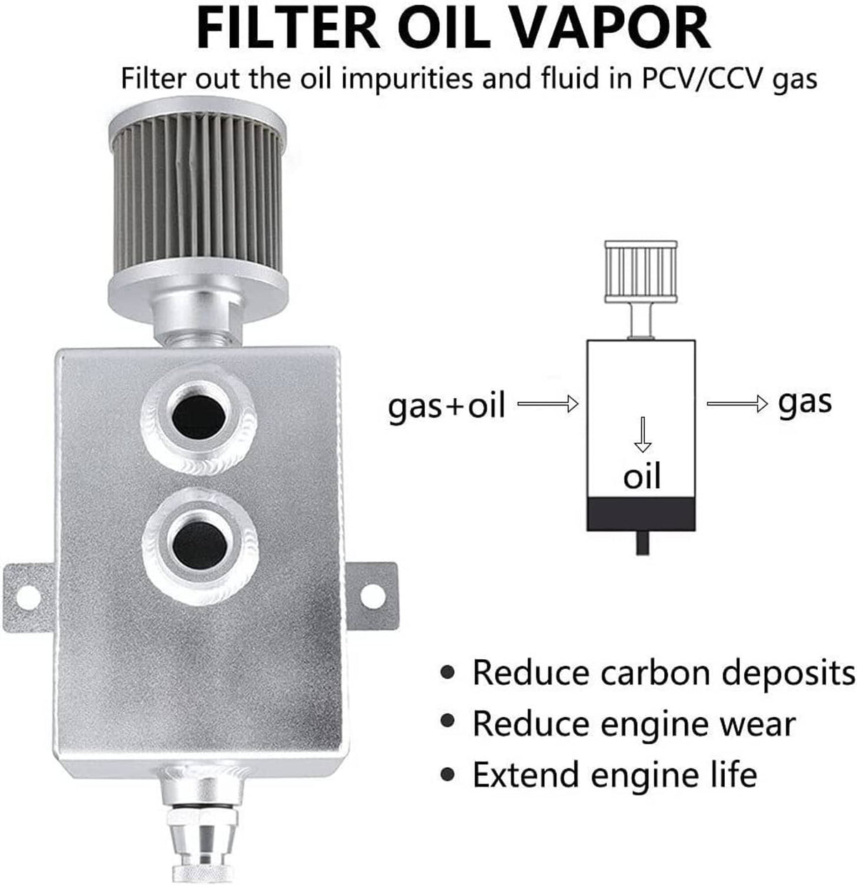 Solidspare Universal 2L Oil Catch Can Tank 2 Port AN10 W/ Breather Filter Drain Tap Baffled