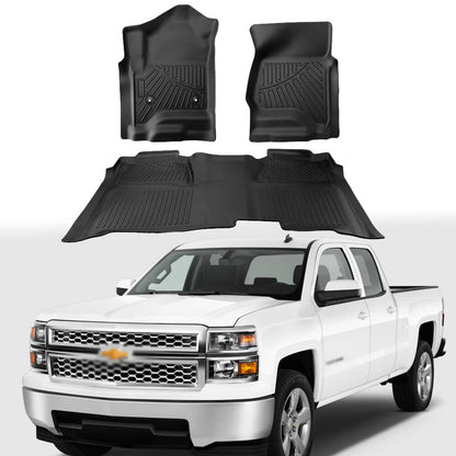 Solidspare Car Floor Mats Liner for Silverado Sierra 2500HD 3500HD Crew Cab 2015-2019 Black