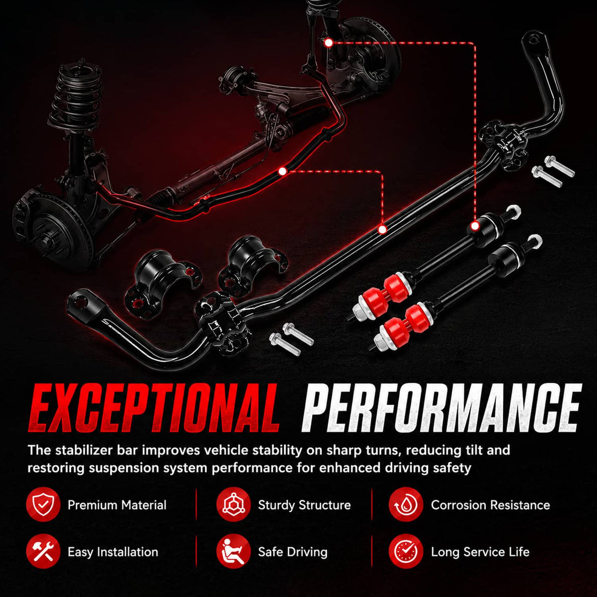 Solidspare New Front Stabilizer Bar Kit & K80894 Sway Bar Front Sway Bar & Links 55398938AC