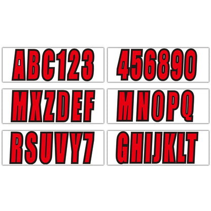 Solid Spare 3"Custom boat registration numbers Decal Sticker 4 sets of A-Z 4 sets of 0-9 Red