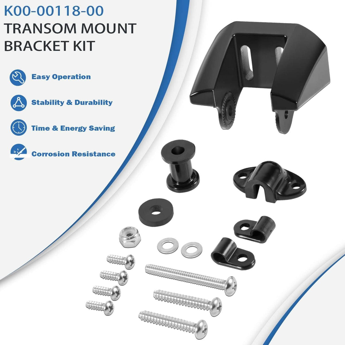 Solid Spare K00-00118-01 Transducer Bracket Transom Mount Kit for Garmin 010-10272-00 & More