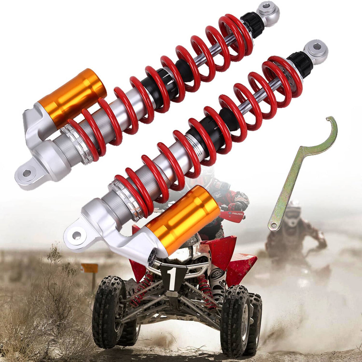 Solidspare 2x 410mm Adjustable Front Air Shock Absorber For Honda TRX400EX TRX450R TRX450ER