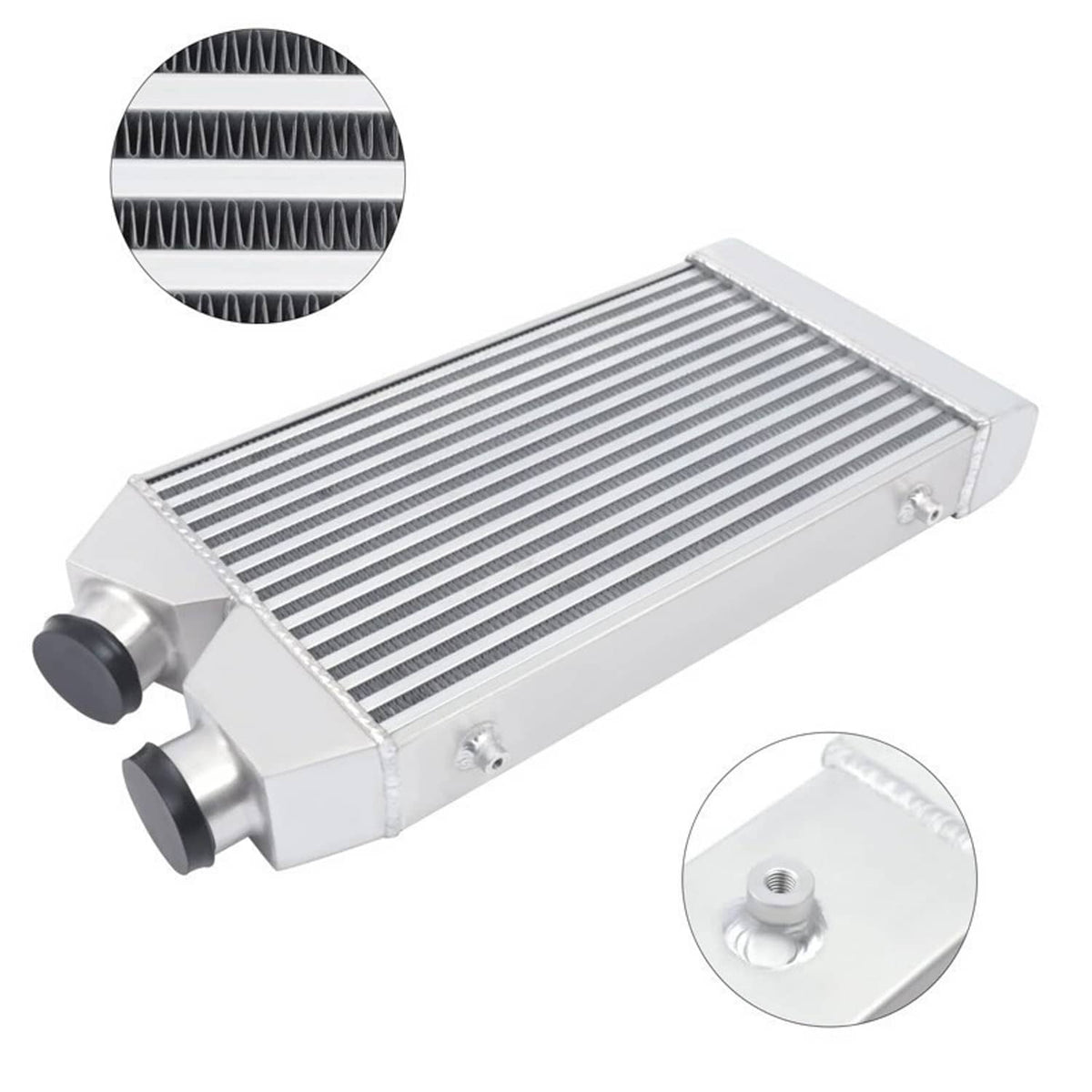 Solidspare Universal Aluminum Intercooler Front Mount 2.5" Inlet & Outlet Same One Side New