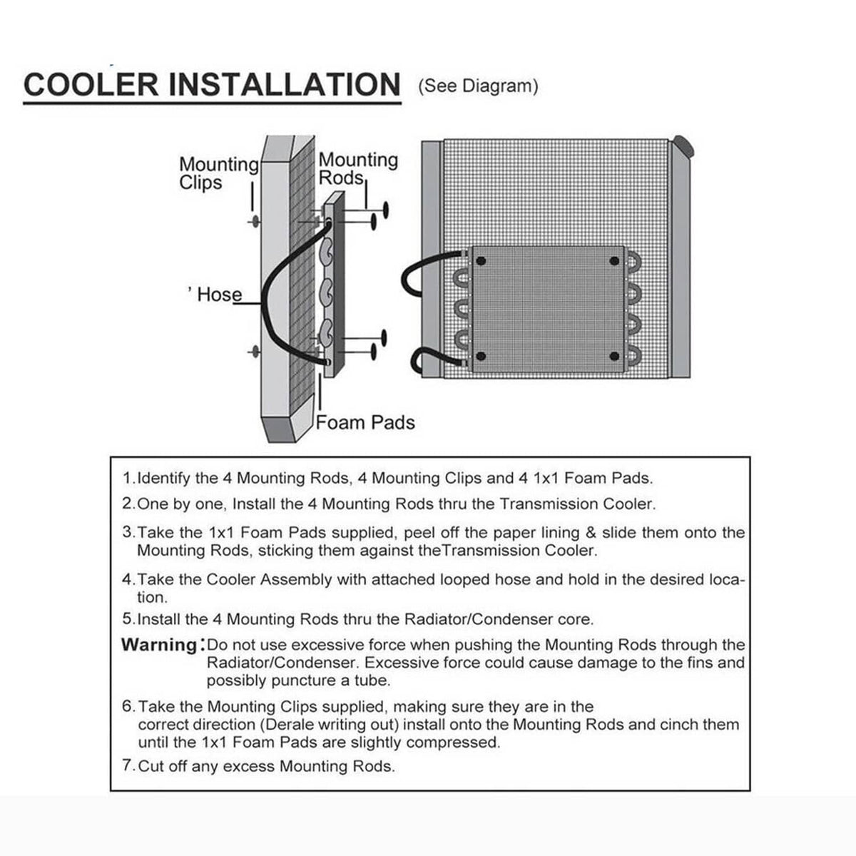 Solidspare Transmission Oil Cooler+Hose /Mounting Kit 4 Row Radiator Auto-Manual Aluminum