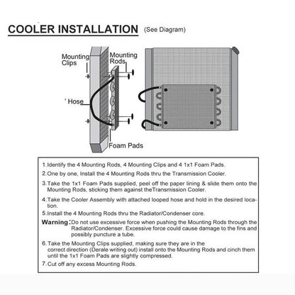 Solidspare Transmission Oil Cooler+Hose /Mounting Kit 4 Row Radiator Auto-Manual Aluminum