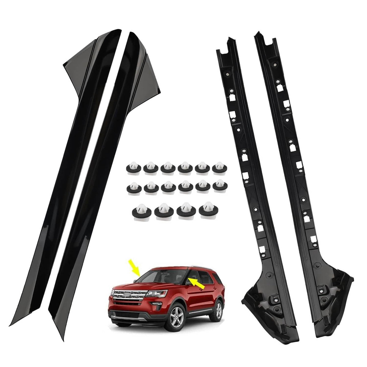 Solidspare 2 Pairs Left Right Side Windshield A-Pillar Molding Trim for 11-19 Ford Explorer