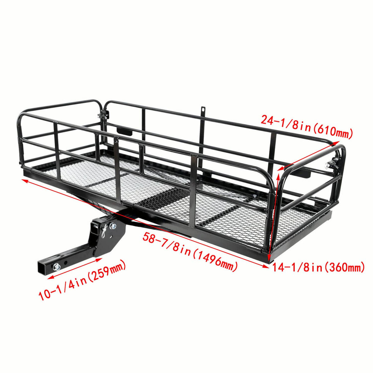 Solidspare 500lbs Car SUV Folding Rack Cargo Basket Trailer Hitch Mount Luggage Carrier New