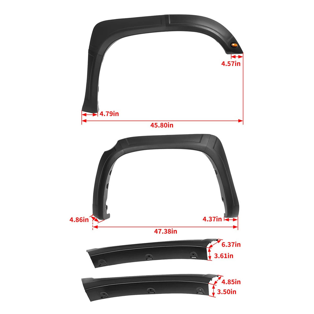 Solid Spare Plastic Set Of Fender Flares Black Kit Front Rear Fits Toyota Tundra 2014-2021