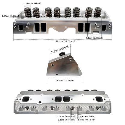 Solidspare Complete Aluminum Cylinder Head For SBC Chevy 350 190cc 64cc 2.02/1.60 Angle