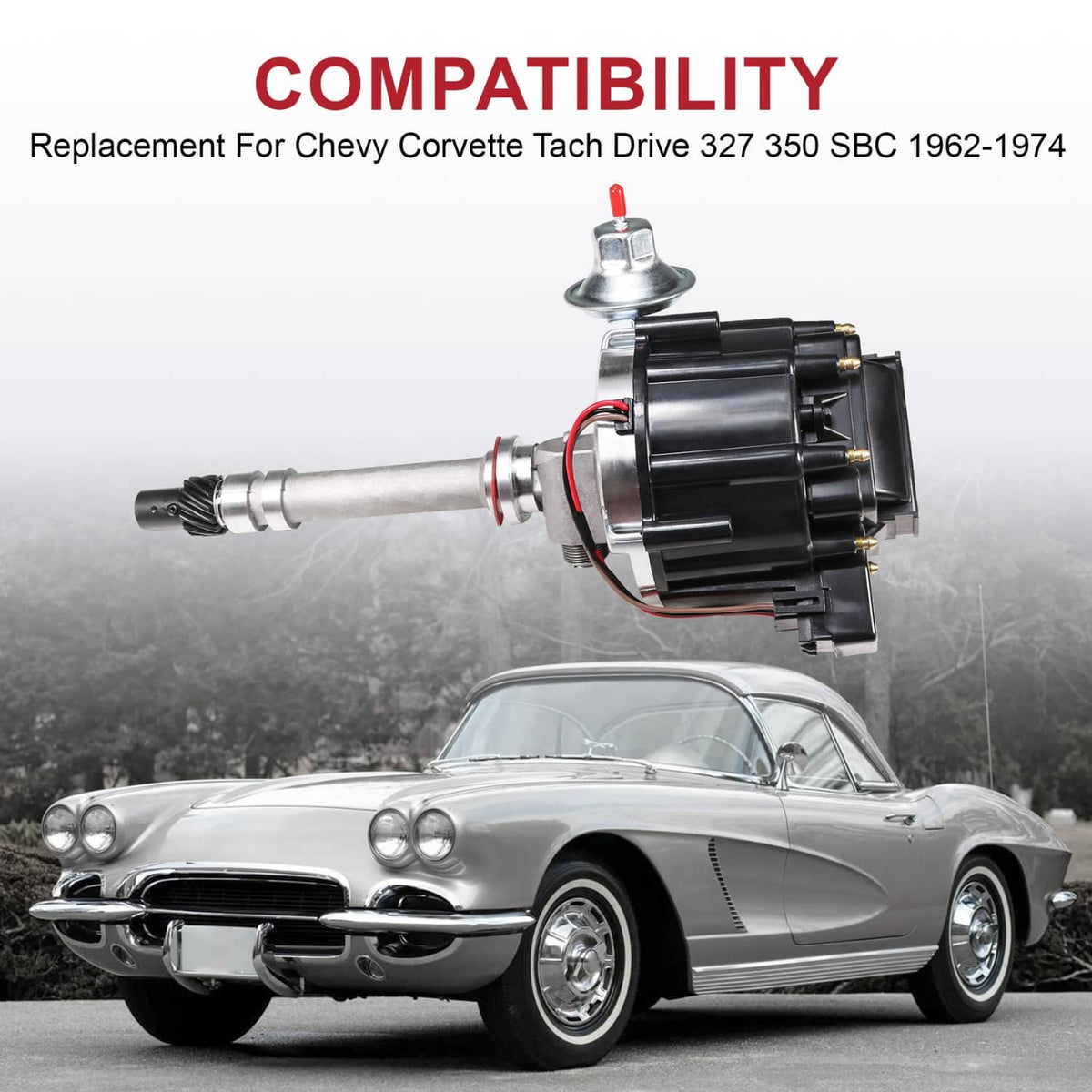 Solidspare For Chevy 327 350 383 HEI Tach Drive Distributor For 1962-1974 Corvette D33102BK