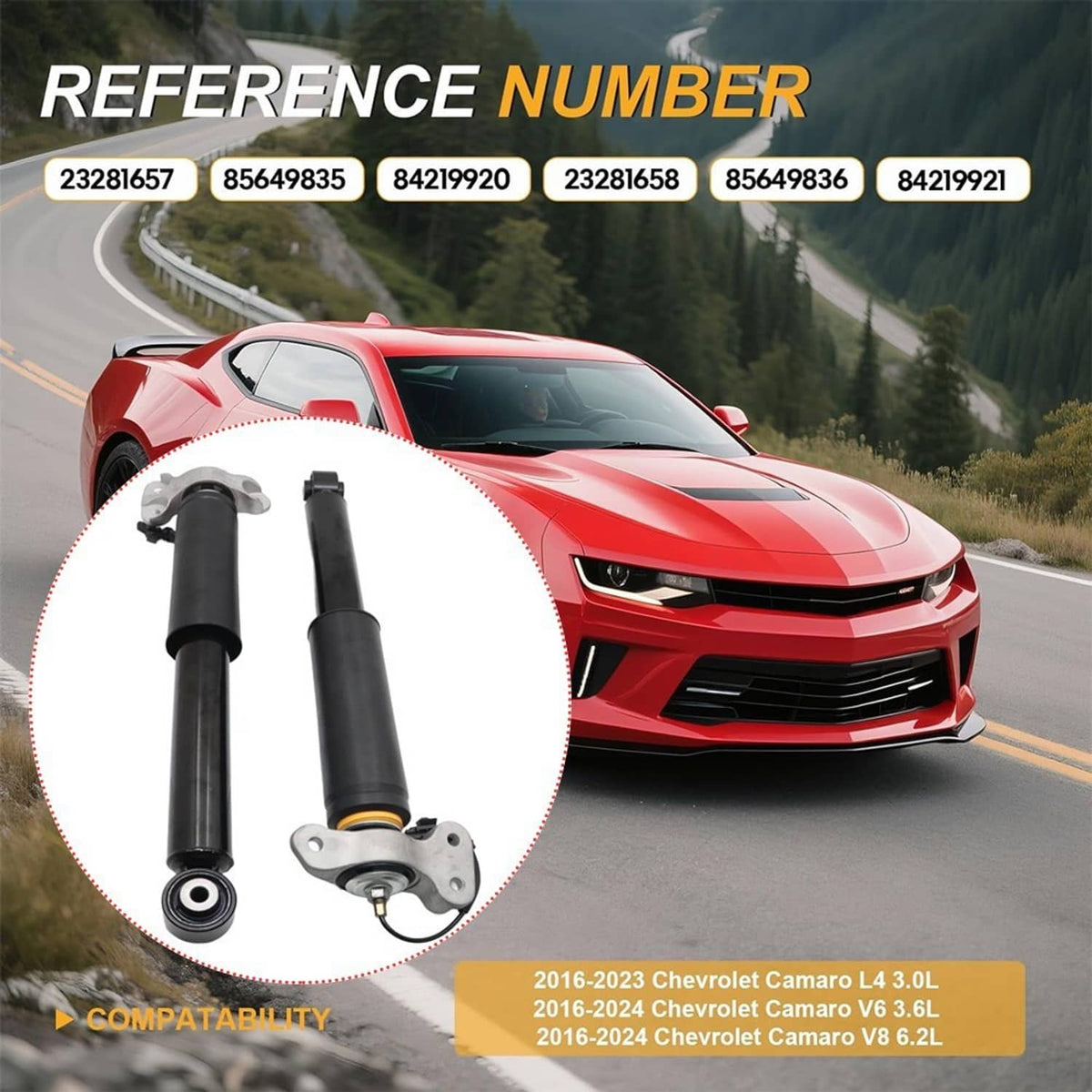 Solidspare 2x Rear Left Right Shock Absorber Struts Magnetic For 2016-2024 Chevrolet Camaro