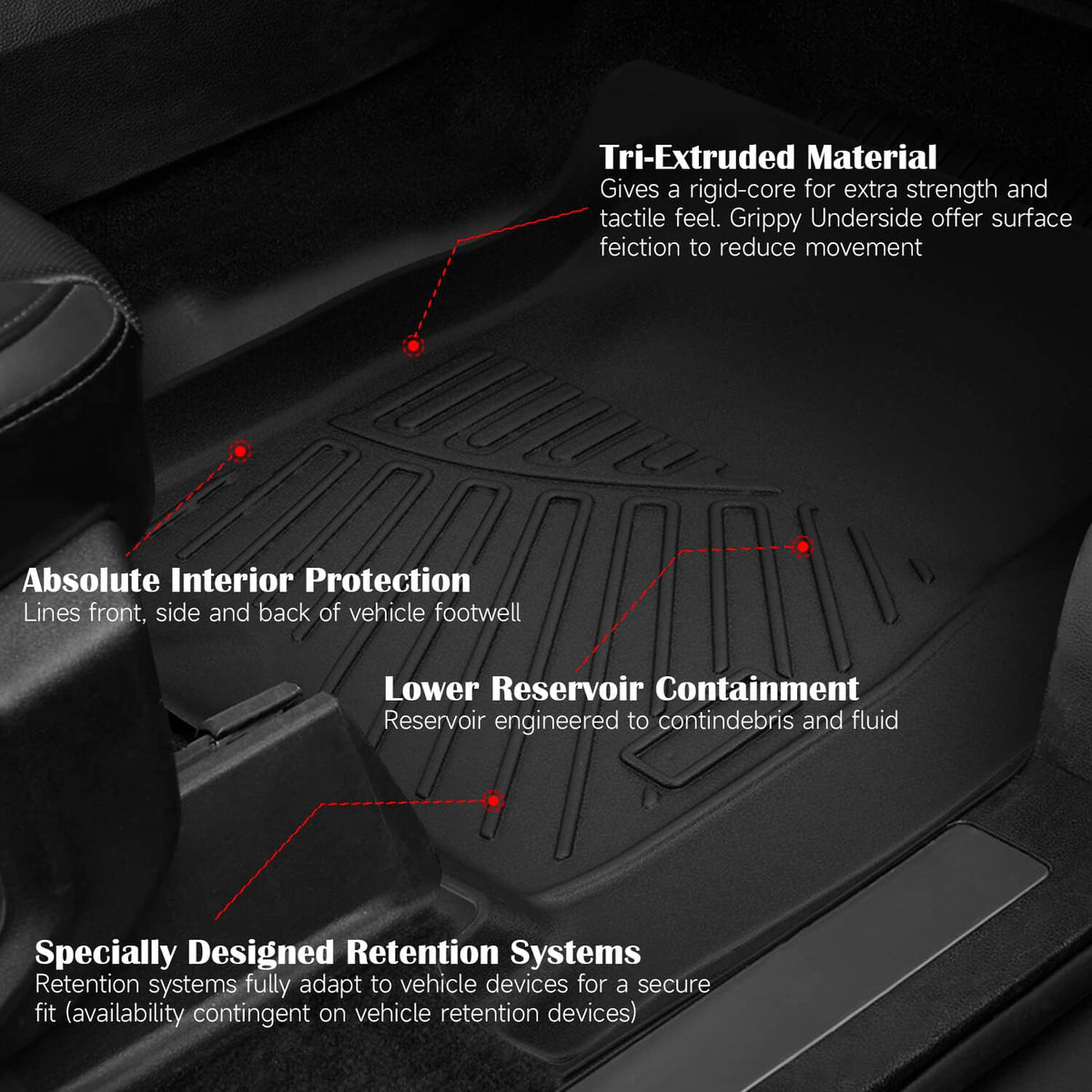 Solidspare For Chevrolet Silverado 2500HD/3500HD Crew Cab 2020-2024 Front & Rear Floor Mats