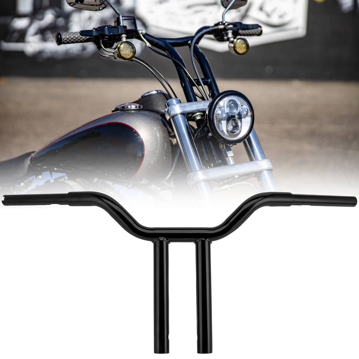 Solidspare MX T Bars 14" Rise Handlebar 1-1/4" For Harley Dyna Softail Sportster Touring