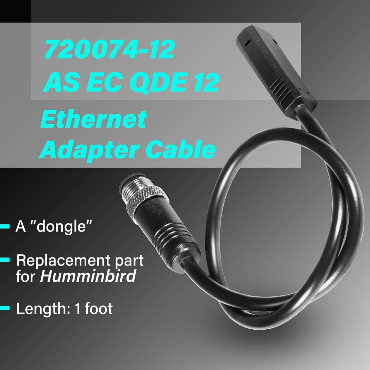 Solid Spare For Humminbird AS EC QDE Ethernet Cable Adapter 720074-12 HELIX 8pin to 5pin 12"